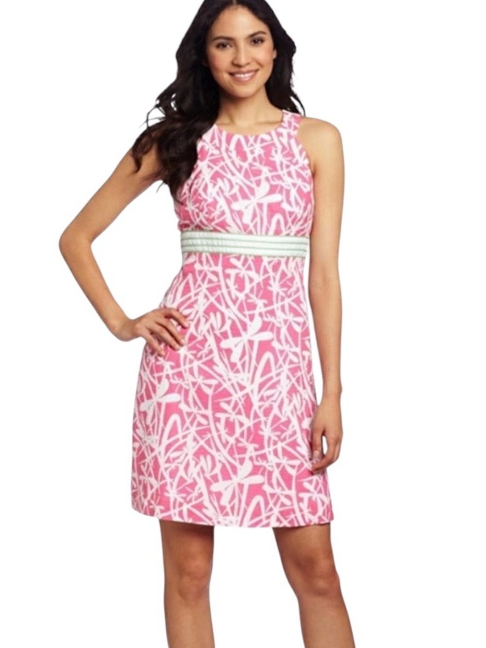 Lilly Pulitzer Tinsley Seersucker Dress  "Hotty Pink Light My Fire" dragon fly